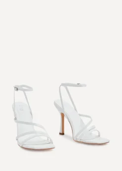 Linzi Scarlett White Faux Leather Strappy Heel Sandal