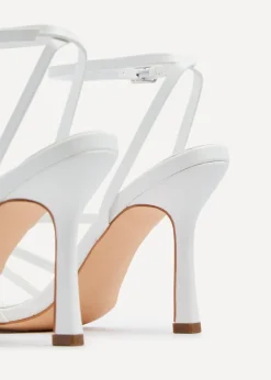Linzi Scarlett White Faux Leather Strappy Heel Sandal