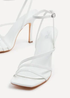 Linzi Scarlett White Faux Leather Strappy Heel Sandal