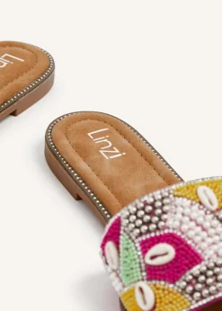 Linzi Seanna Fuchsia and Yellow Embellished Shell Slider