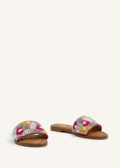 Linzi Seanna Fuchsia and Yellow Embellished Shell Slider