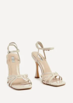 Linzi Serena Nude Faux Patent Leather Sandal Back High Heels