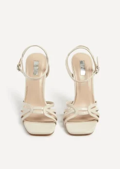 Linzi Serena Nude Faux Patent Leather Sandal Back High Heels