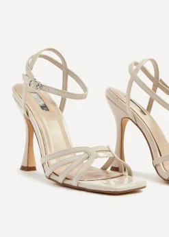 Linzi Serena Nude Faux Patent Leather Sandal Back High Heels
