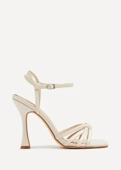 Linzi Serena Nude Faux Patent Leather Sandal Back High Heels