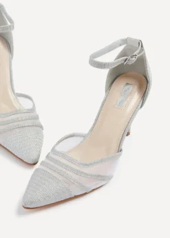 Linzi Serri Silver Glitter Mesh Court Heel