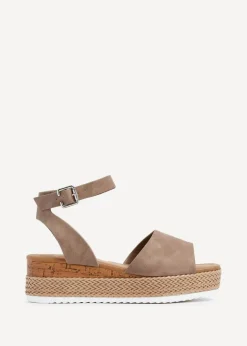 Linzi Shore Wide Fit Taupe Flatform Sandal