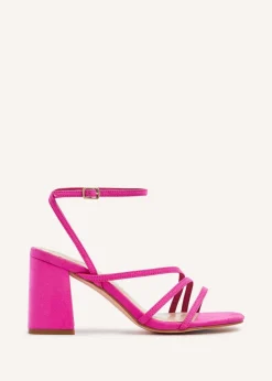 Linzi Status Pink Faux Suede Crossover Block Heeled Sandal