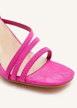 Linzi Status Pink Faux Suede Crossover Block Heeled Sandal