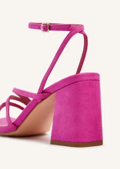 Linzi Status Pink Faux Suede Crossover Block Heeled Sandal