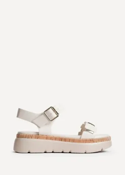 Linzi Stride Sand Faux Leather Flatform Sandal