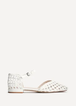Linzi Suki White Faux Leather Woven Two Part Sandals
