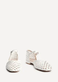 Linzi Suki White Faux Leather Woven Two Part Sandals