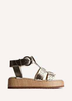 Linzi Sunkissed Gold Faux Leather Gladiator Flatform Sandal