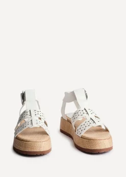 Linzi Sunkissed White Faux Leather Gladiator Flatform Sandal