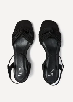 Linzi Susanna Black Faux Suede Block Heeled Sandal