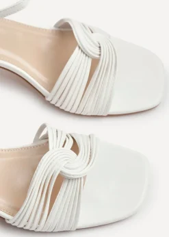 Linzi Susanna White Faux Leather Block Heeled Sandal