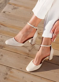 Linzi Sydney Sand Faux Leather Square Toe Court Heel