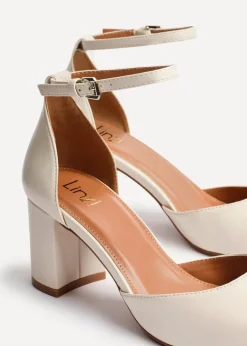 Linzi Sydney Sand Faux Leather Square Toe Court Heel