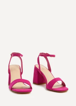 Linzi Tara Fuchsia Faux Suede Barely There Block Heeled Sandal