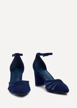 Linzi Tasha Navy Scuba Block Court Heel