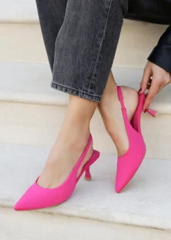 Linzi Tavia Fuchsia Scuba Slingback Court Heels