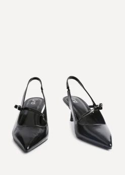 Linzi Timeless Black Faux Leather Court Heel