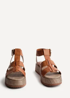 Linzi Tori Tan Faux Leather Gladiator Flatform Sandals