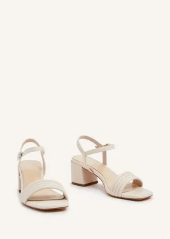 Linzi Toronto Sand Faux Leather Block Heeled Sandal