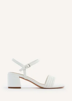 Linzi Toronto White Faux Leather Block Heeled Sandal