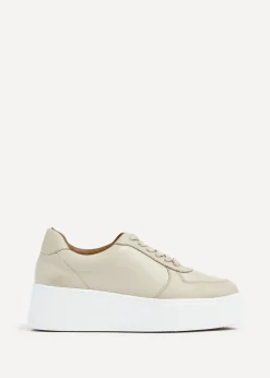 Linzi Twiggy Sand Faux Leather Platform Trainer