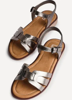 Linzi Twirl Wide Fit Pewter Faux Leather Two Part Sandal