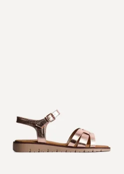 Linzi Twirl Wide Fit Rose Gold Faux Leather Two Part Sandal