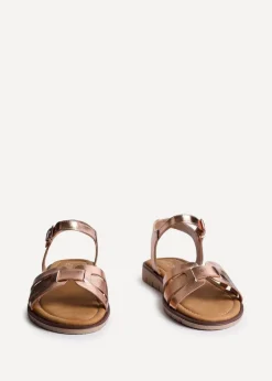 Linzi Twirl Wide Fit Rose Gold Faux Leather Two Part Sandal