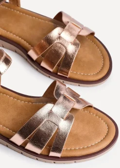 Linzi Twirl Wide Fit Rose Gold Faux Leather Two Part Sandal