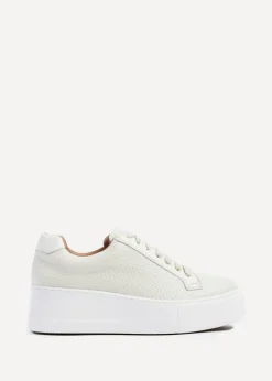 Linzi Twyla Cream Faux Leather Platform Trainer