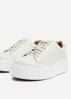 Linzi Twyla Cream Faux Leather Platform Trainer