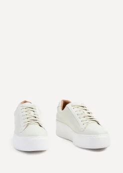 Linzi Twyla Cream Faux Leather Platform Trainer