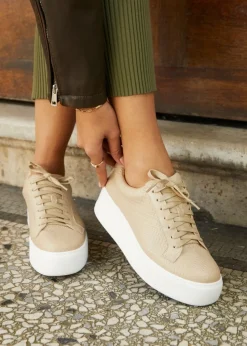 Linzi Twyla Mocha Faux Leather Platform Trainer