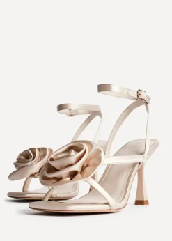 Linzi Valentine Champagne Satin Stiletto Heeled Sandals