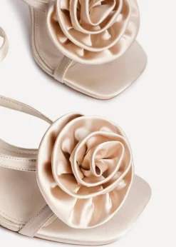 Linzi Valentine Champagne Satin Stiletto Heeled Sandals