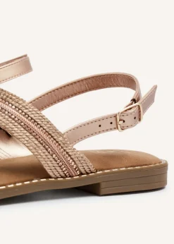 Linzi Vasvi Rose Gold Intertwined Knitted Sandal