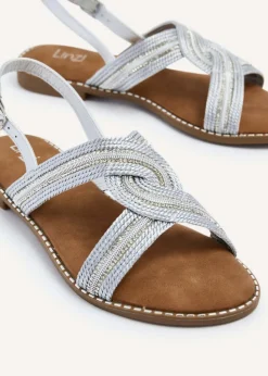 Linzi Vasvi Silver Intertwined Knitted Sandal