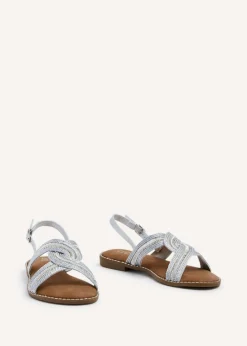 Linzi Vasvi Silver Intertwined Knitted Sandal