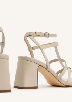 Linzi Velma Nude Faux Leather Gladiator Style Block Heel Sandal