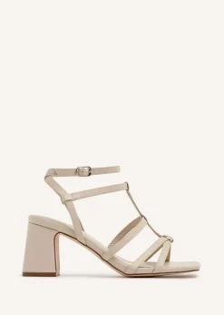Linzi Velma Nude Faux Leather Gladiator Style Block Heel Sandal