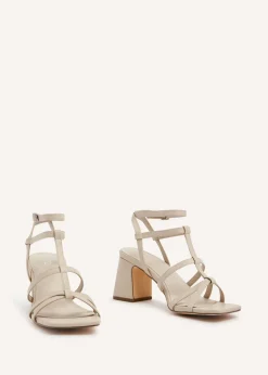 Linzi Velma Nude Faux Leather Gladiator Style Block Heel Sandal