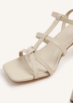 Linzi Velma Nude Faux Leather Gladiator Style Block Heel Sandal