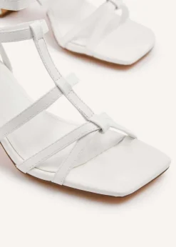 Linzi Velma White Faux Leather Gladiator Style Block Heel Sandal