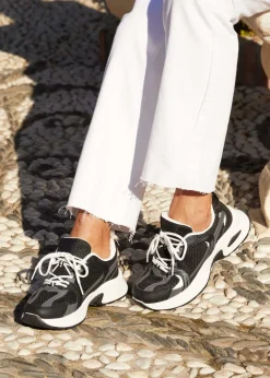Linzi Venture Black Mesh Effect Chunky Trainer